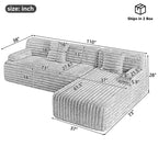 Modularna kutna sofa Cloud, moderna tapecirana sofa s 2 ukrasna jastuka, slobodno kombinirajuća modularna sofa u obliku slova L