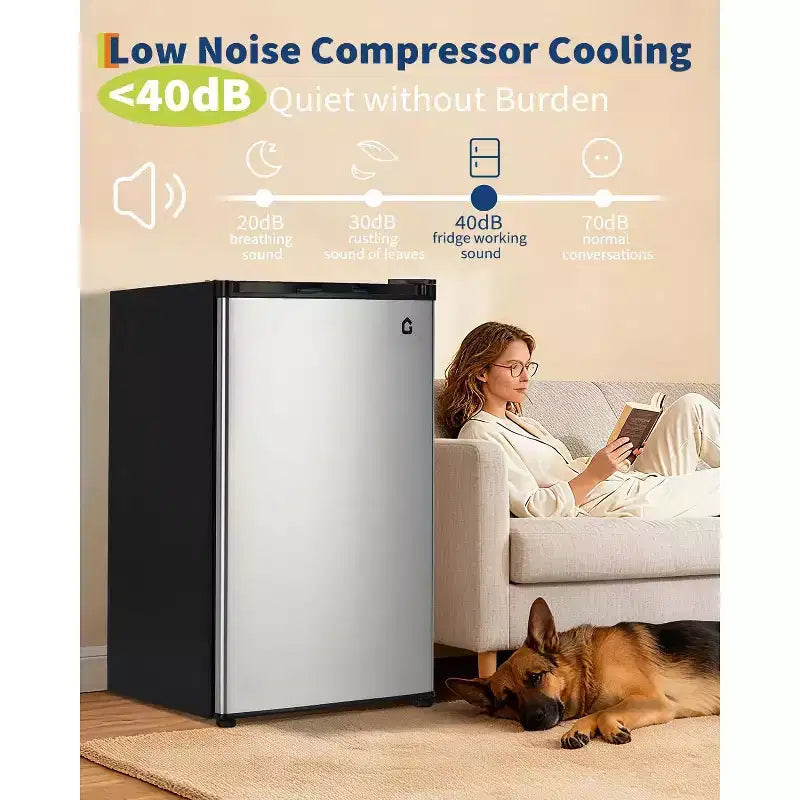 Mini-Kühlschrank mit Gefrierfach, 4,5 Cu.Ft., Kompaktkühlschrank mit reversibler Tür, verstellbarem Thermostat und energieeffizientem Betrieb, kleiner Kühlschrank
