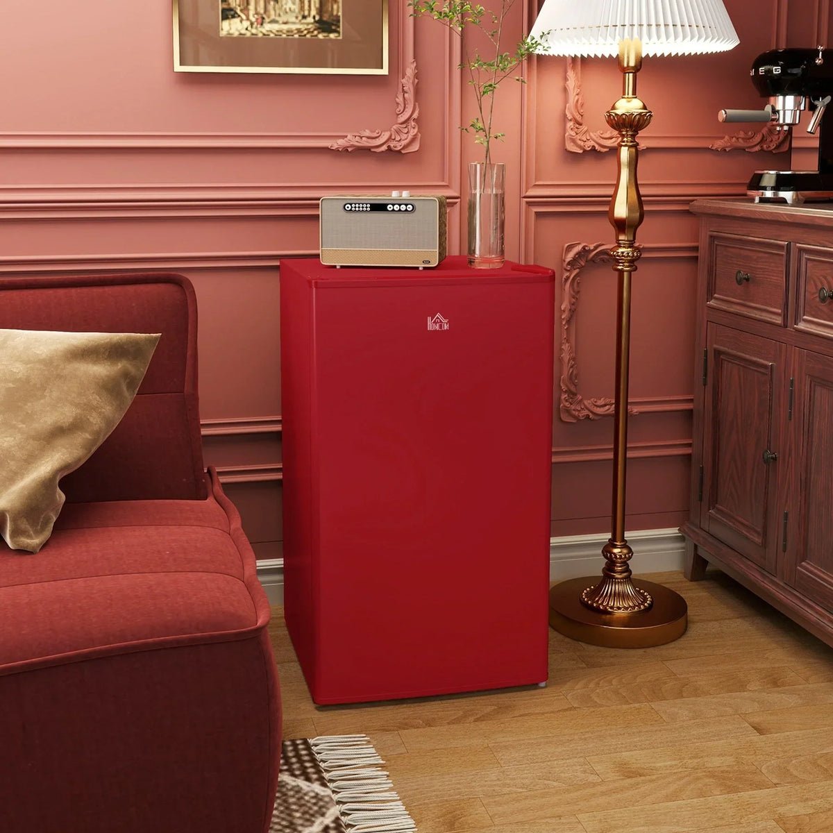 3,2-Kubikfuß-Minibar mit Gefrierfach, kompakter Kühlschrank mit einer Tür und verstellbarem Thermostat für das Schlafzimmer