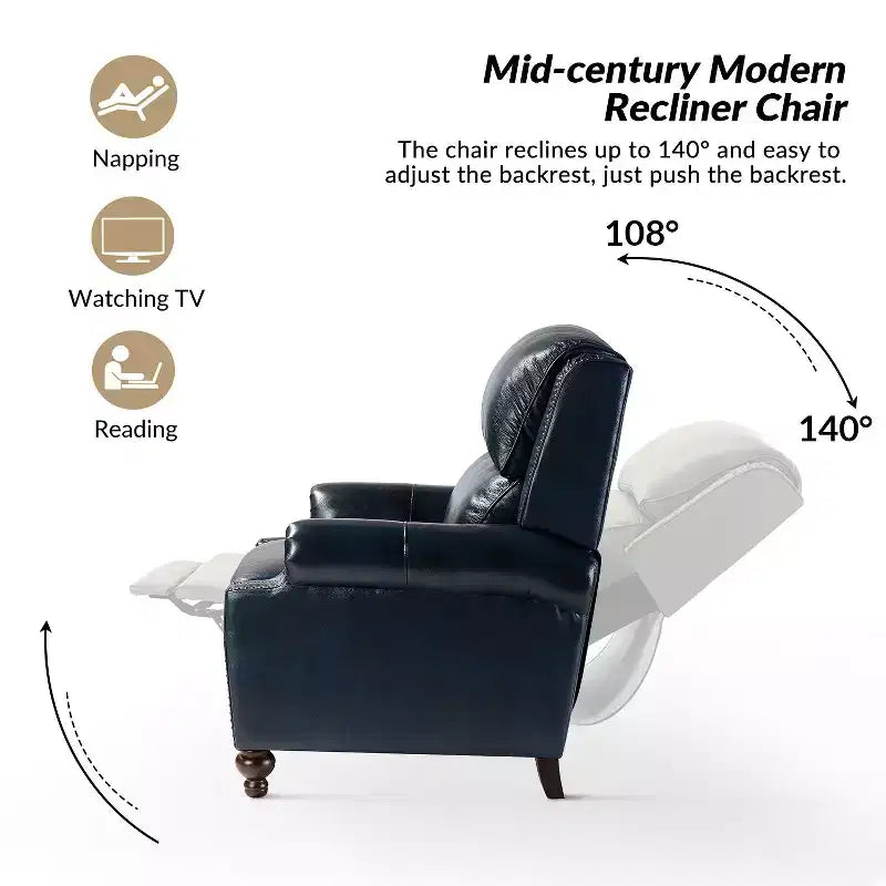 Set van 2 moderne Elisabete-fauteuils met hoge rugleuning van echt leer en vintage spijkerkopafwerking voor woonkamer en slaapkamer| ART OF LIVING DESIGNS