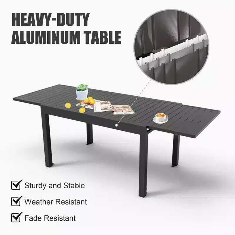 Tavolo da pranzo Okak in alluminio per patio, allungabile, tavolo da pranzo e da cucina