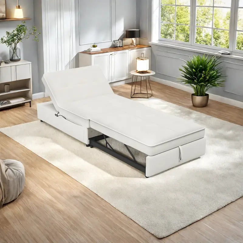 Divano letto in lino a 3 posti 4-in-1 da 72,5", con schienale regolabile su 5 livelli e tasca portaoggetti