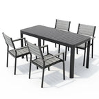 Outdoor 5/7-Piece Patio Aluminum Dining Set Stackable Chairs and Extendable Table