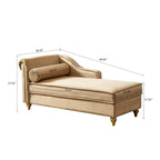Chaise longue elegante francese rivestita in velluto con contenitore e cuscino