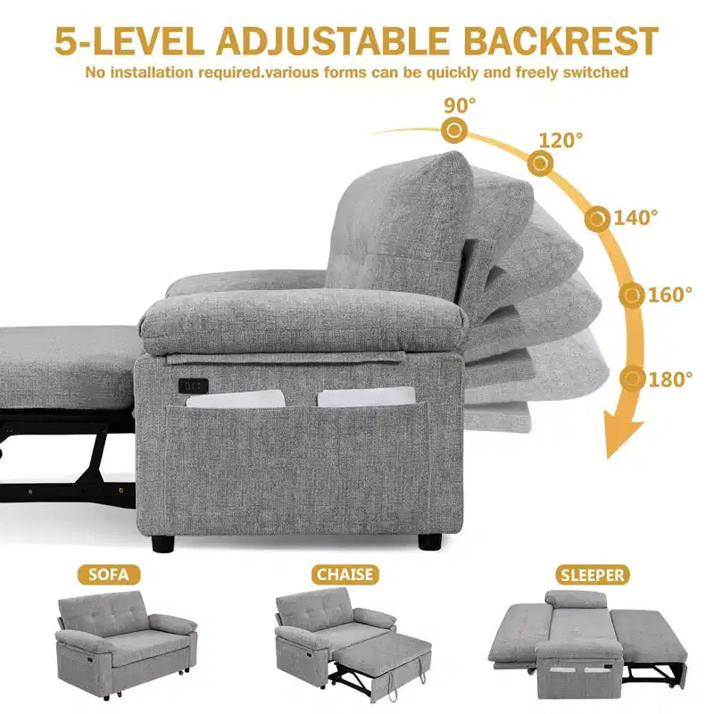 Dyonery 3-in-1-Schlafsofa, ausziehbares Schlafsofa mit verstellbarer Rückenlehne