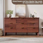 Dressoir met 9 laden en geribbelde voorkant, moderne ladekast, houten dressoir/TV-meubel met gebogen profiel, voor woonkamer of hal