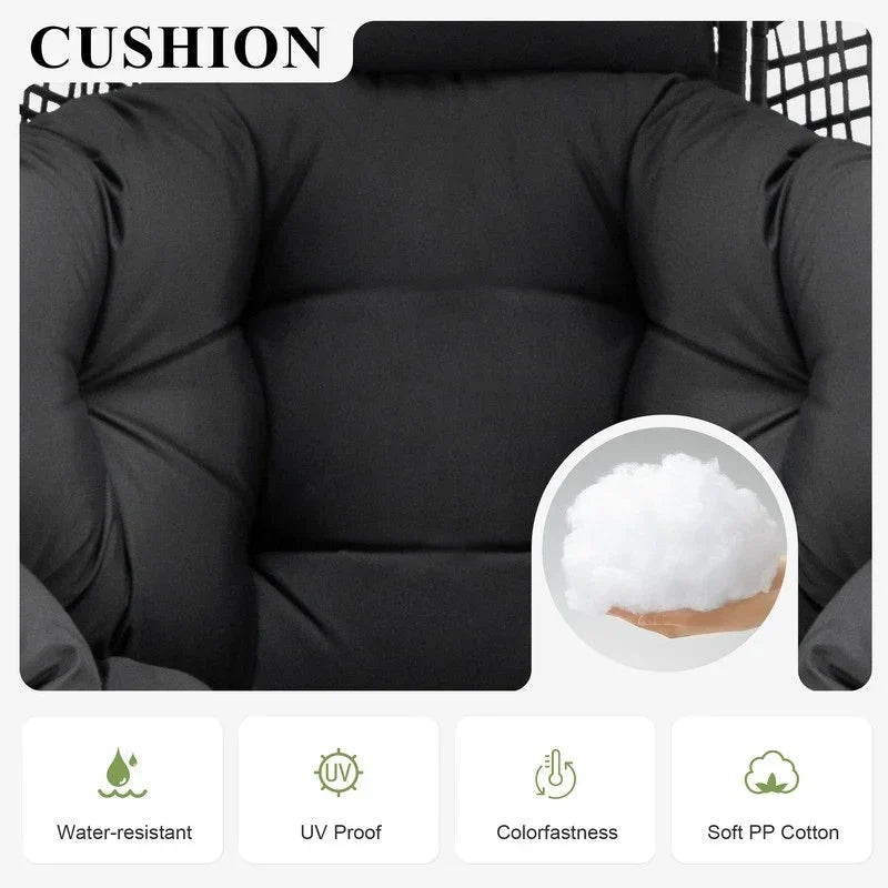 Sedia a uovo da interno FINCATI, sedia a uovo da esterno da 440 libbre, sedia a uovo oversize con pouf, sedia a uovo di lusso e confortevole con poggiapiedi