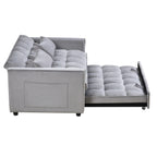 Modern Pull-Out Couch Bed, 3-in-1 Sleeper Sofa with Adjustable Backrest, Velvet Loveseat, Pillows & Side Pockets