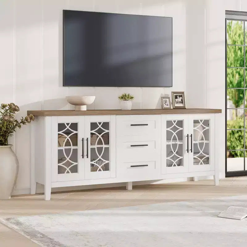 TV-meubels met opbergladen, entertainmentcenter, TV-consoletafel voor woonkamer of slaapkamer, opbergkast