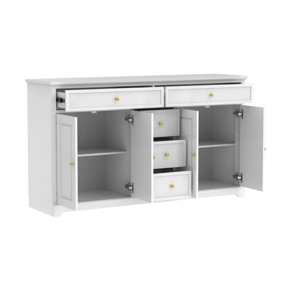 59,1' Sideboard-Buffet in Weiß, Mid-Century-Modern, zeitgemäß lackiert