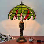 HomeyFad Vintage-Tischlampe mit 2 Leuchten, Edelstahlsockel und gläsernem Kuppelschirm