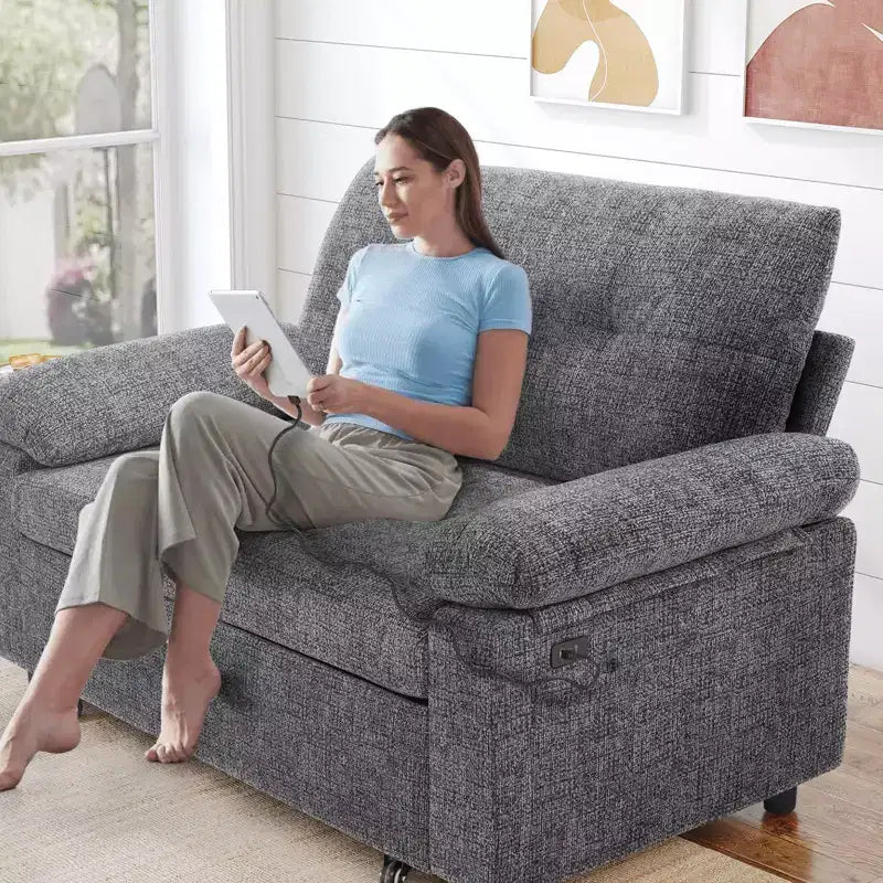 Dyonery 3-in-1-Schlafsofa, ausziehbares Schlafsofa mit verstellbarer Rückenlehne