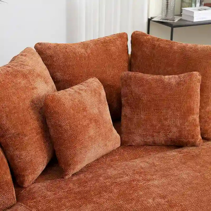 Poltrona moderna rotonda a barile con 5 cuscini e pouf opzionale