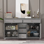59,1' Sideboard-Buffet in Weiß, Mid-Century-Modern, zeitgemäß lackiert