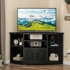 Mobile TV angolare in stile farmhouse, centro d'intrattenimento e consolle multimediale per TV fino a 55" con presa di corrente