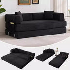 Sleeper Sofa Bed, 78.8 5-in-1 Folding Mattress Couch/Loveseat, Fixed-Shape Steel Frame, Corduroy with Pillows