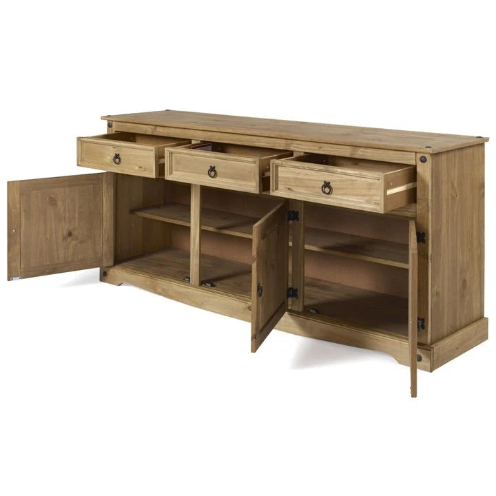 Credenza laterale rustica in legno a 6 ante - Collezione Corona