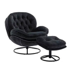 Okak fluwelen fauteuil met voetenbankje, moderne armloze woonkamerstoel in mid-centurystijl, zachte comfortabele stoel om tv te kijken en te gamen
