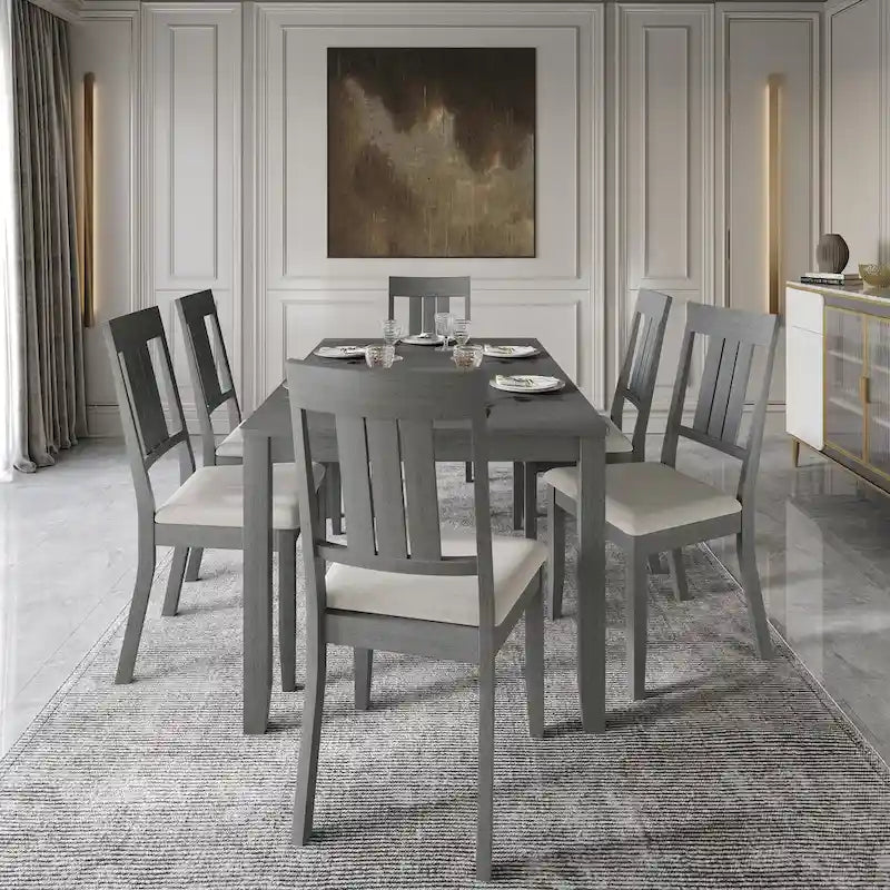 CraftPorch klassisches 7-teiliges Esszimmer-Set aus Holz