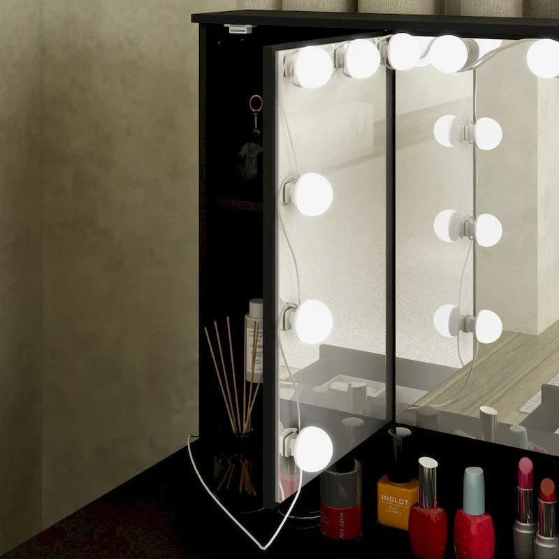 Luxuriöser LED-Schminktisch mit 9 Schubladen, eleganter Schminkplatz