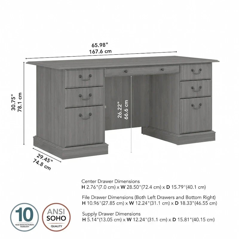 Bush Furniture Saratoga directiebureau met laden en opbergruimte