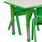 Emma and Oliver 23.625W x 47.25L Rectangular Plastic Height Adjustable Activity Table Set with 6 Chairs
