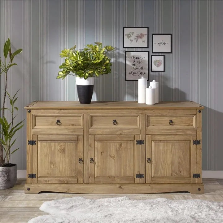 Credenza laterale rustica in legno a 6 ante - Collezione Corona