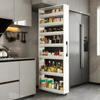 Modern Wooden Buffet Table with Open Shelves and Caster