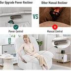 XINMICS draaibare elektrische relaxstoel, massagestoel met schommelstand, verwarming, USB, USB-C en zijvak