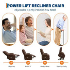 Power Lift Recliner Chair for Elderly with Massage and Heat, Oversized Massage & Heat Recliner with Soft Padded Upholstery, Side Pocket & Cup Holders