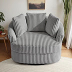 Extra grote 43 W pluche corduroy draaifauteuil met verzonken armleuningen en kuipvorm
