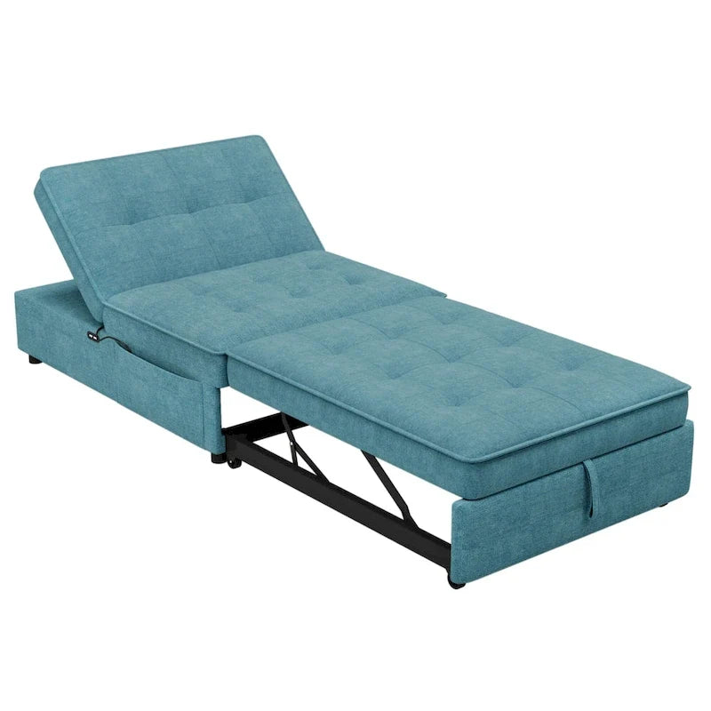 Divano letto in lino a 3 posti 4-in-1 da 72,5", con schienale regolabile su 5 livelli e tasca portaoggetti