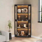 Glazen vitrinekast, vitrinekasten met 4 etages, hoekvitrinekasten voor verzamelobjecten/speelgoed/boeken, opbergkasten voor de woonkamer