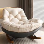 Sedia a dondolo imbottita in stile scandinavo con pouf opzionale