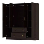 Hitow Kleiderschrank mit 2 großen Schubladen, mittlerem Hängeregal und Spiegel im minimalistischen Stil