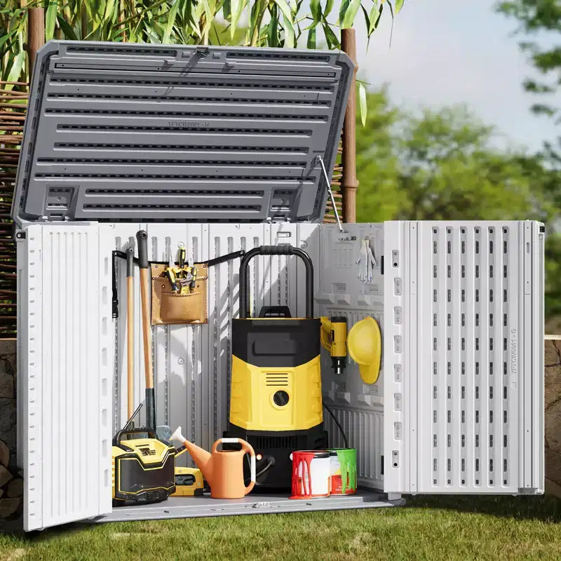 Outdoor-Aufbewahrungsschrank, wasserdichte Aufbewahrungsbox aus Kunstharz für Mülltonnen