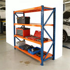 VIYET Heavy Duty Garage Shelves, 4-Tier 4400LBS Capacity Adjustable Metal Shelving, Blue&Orange Industrial Storage for Commercial Store/Tools/Gym