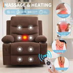Poltrona reclinabile a dondolo girevole a 360° oversize con massaggio e calore - sedia lounge ergonomica con portabicchieri e tasche laterali per soggiorno e cameretta