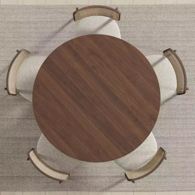 Tavolo da pranzo rotondo PexFix 45 x45 in legno massello con finitura noce e gambe ad arco eleganti per sale da pranzo e cucine moderne