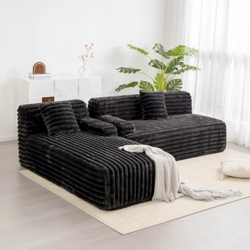 Divano componibile Cloud, divano moderno imbottito con 2 cuscini decorativi, divano componibile combinabile liberamente, divano componibile a L