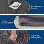 108 modernes Sofa, 3-Sitzer-Sofa in L-Form mit Polsterbezug und Kissen, Sofa mit tiefer Sitzfläche, keine Montage erforderlich
