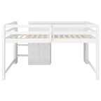 Roze/wit laag halfhoogslaper met bureau, opbergruimte en whiteboard – eenpersoonsbed, voor 1 persoon