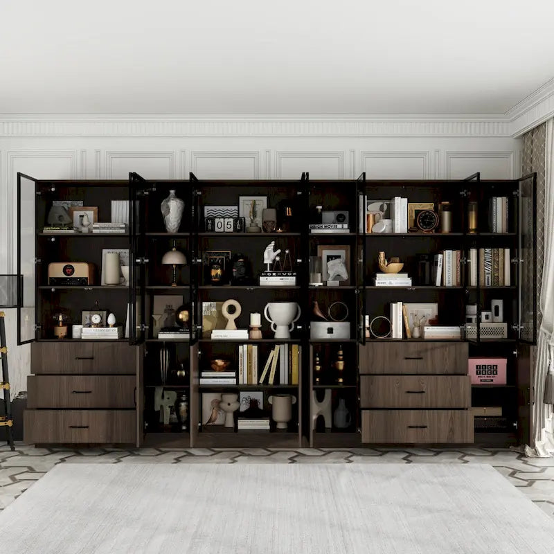 Beleuchteter Schrank aus Aluminium und Glas, individuell anpassbar als Sideboard oder Bücherregal