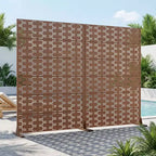 MAYEERTY Brick 01 Brown Galvanized Steel Room Divider, 72x47x16, 6-Piece Double-Sided Rustproof Privacy Screen
