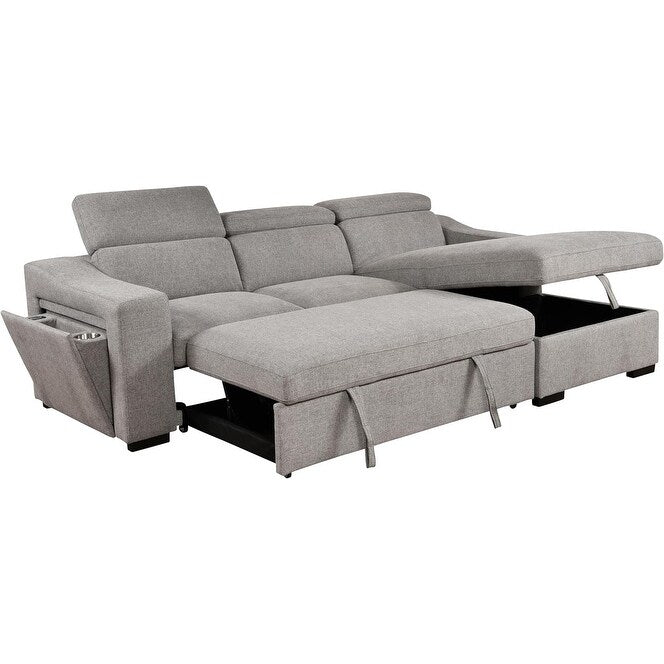 Roomfitters 103 umwandelbares Ecksofa mit Aufbewahrungsottomane, verstellbaren Kopfstützen und Schlafsofa in L-Form