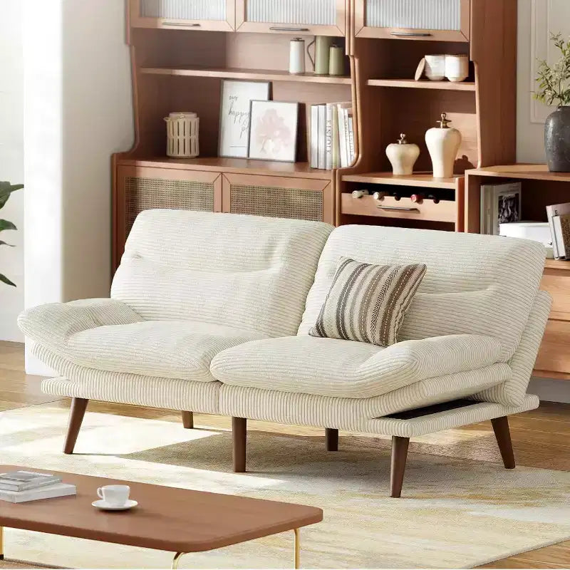 Divano letto in velluto a coste da 66 pollici con schienale e braccioli regolabili, adatto a piccoli spazi, soggiorni o uffici, utilizzabile come divano futon.