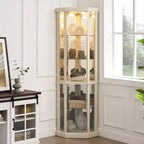 Eck-Vitrinenschrank mit Glastüren und Einlegeböden, Eckvitrine für das Wohnzimmer