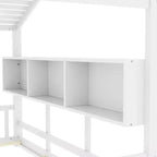 Huisvormig platformbed voor eenpersoonsbed/tweepersoonsbed, peuter-vloerbed, Montessori-kinderbed en speelhuisbed met opbergplank - ModernLuxe