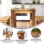 Flash Furniture 46 x 30 Rectangular Solid Pine Farm Dining Table