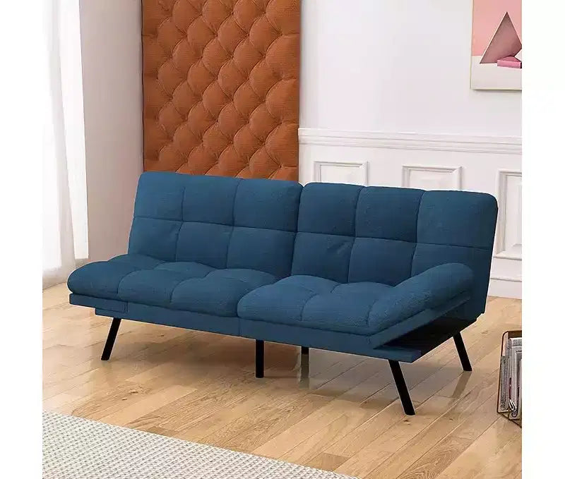 Divano letto futon convertibile con schienale regolabile e braccioli rimovibili